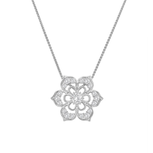 Round Brilliant Floral Shaped Diamond Pendant