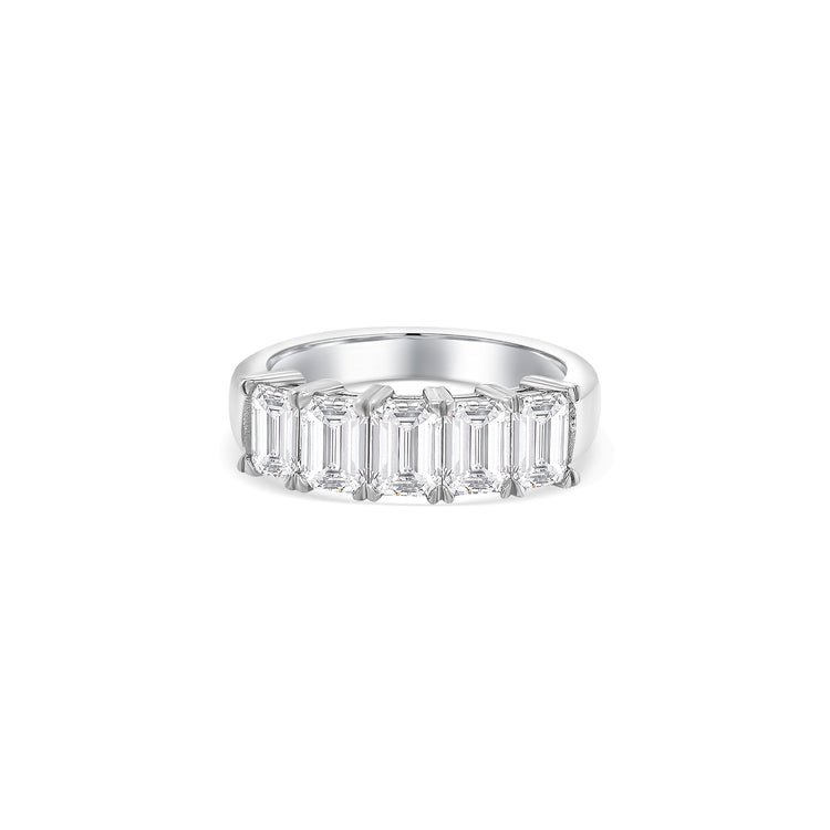 Emerald Cut Half Eternity Diamond Ring