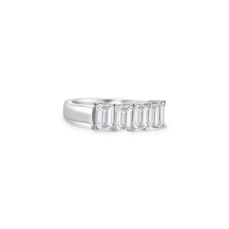 Emerald Cut Half Eternity Diamond Ring