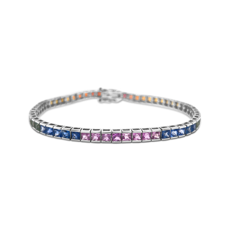 Multi-colour Princess Cut Sapphire Bracelet