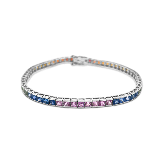 Multi-colour Princess Cut Sapphire Bracelet