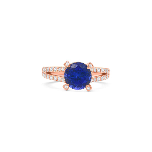 Round Tanzanite Split Shank Diamond Ring