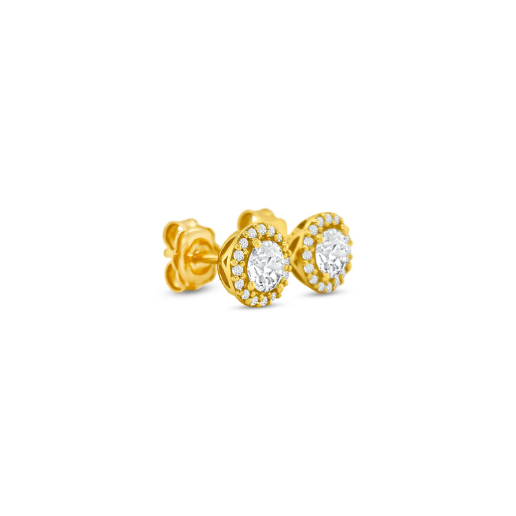 Round Brilliant Cut Diamond Halo Stud Earrings