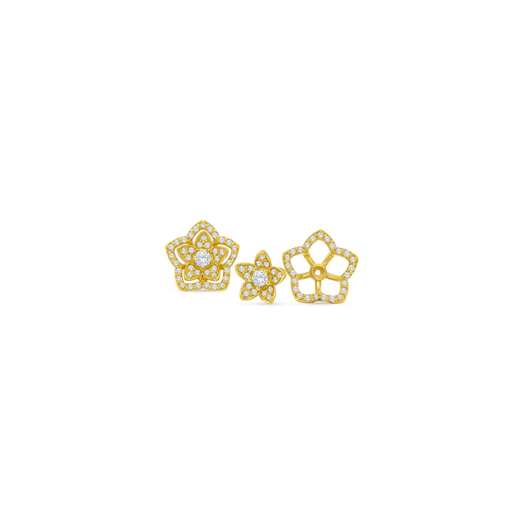 Round Brilliant Diamond Flower Stud Earrings