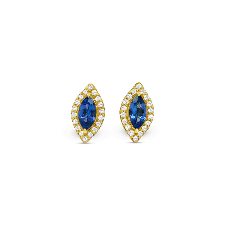 Marquise Cut Tanzanite & Diamond Halo Stud Earrings