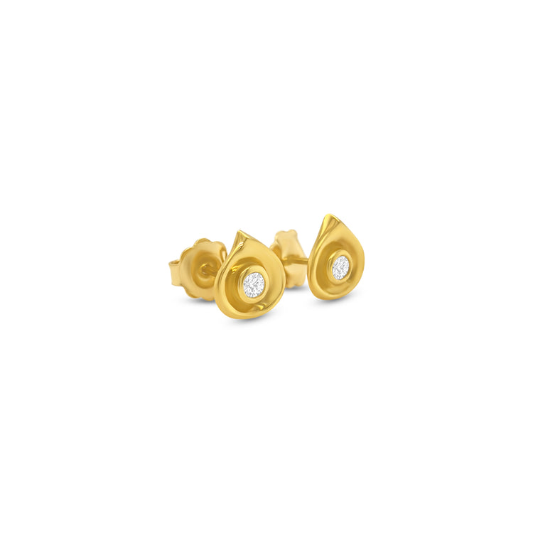 Round Brilliant Swirl Diamond Stud Earrings