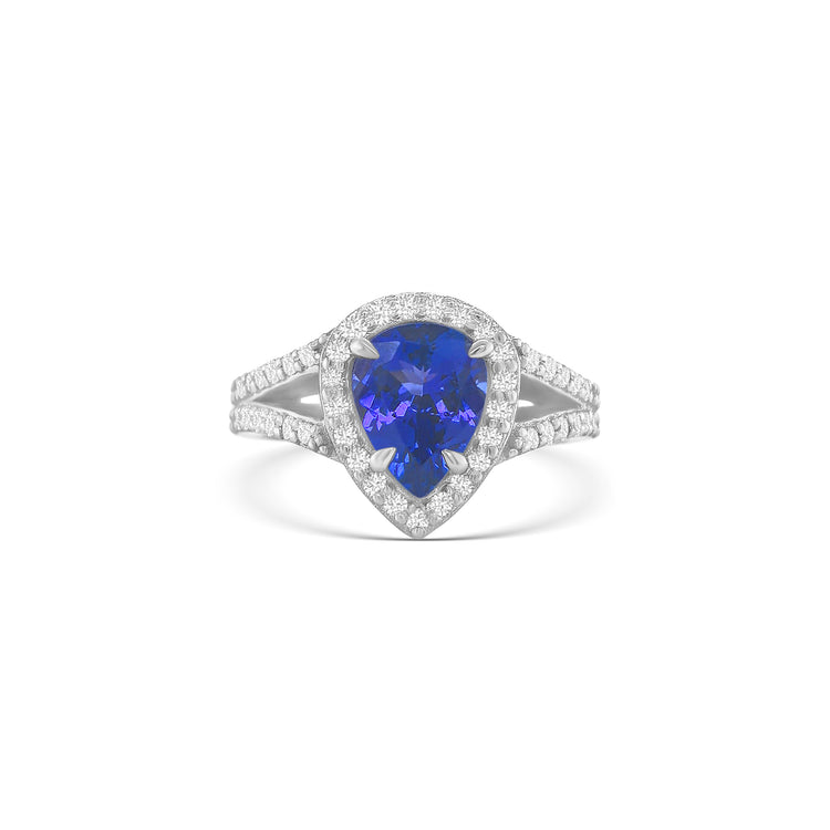 Pear Shape Tanzanite & Split Shank Diamond Ring