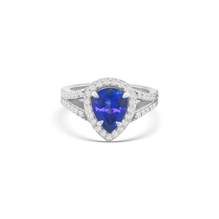Pear Shape Tanzanite & Split Shank Diamond Ring