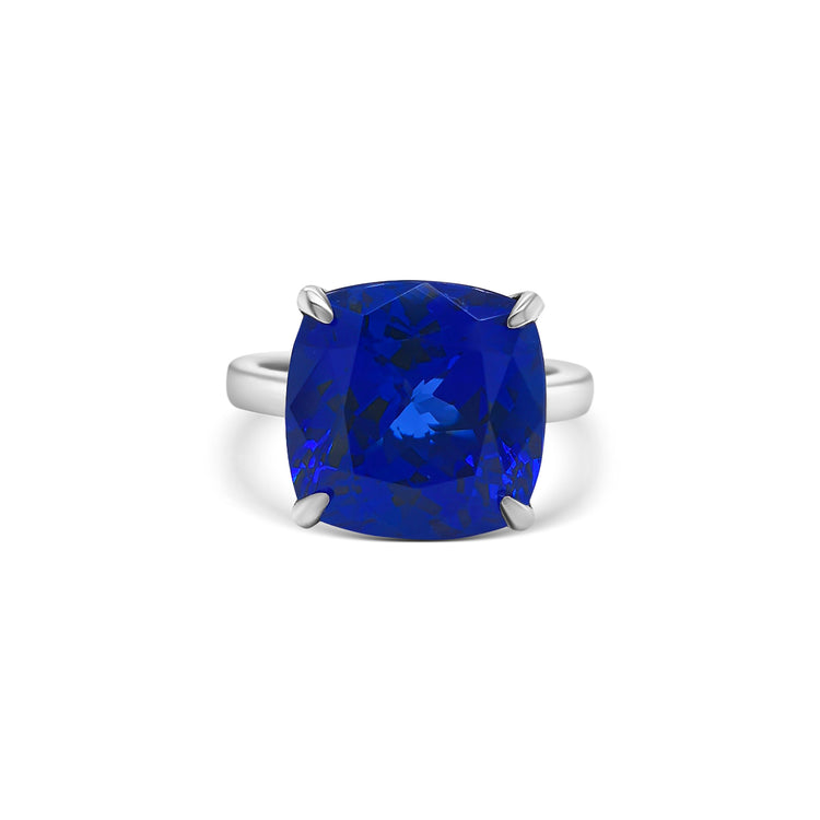 Cushion Cut Solitaire Tanzanite Ring
