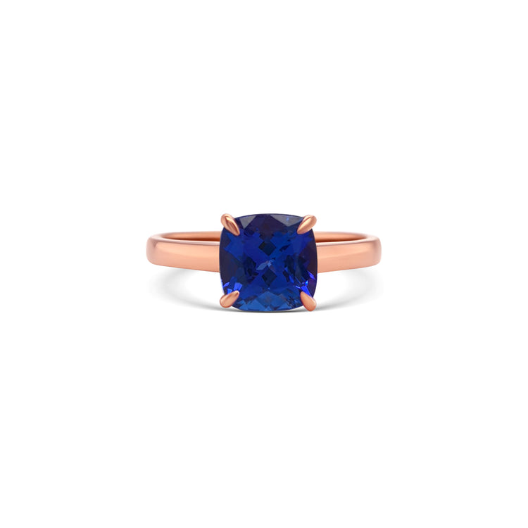 Cushion Cut Solitaire Tanzanite Ring