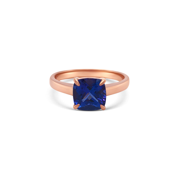 Cushion Cut Solitaire Tanzanite Ring