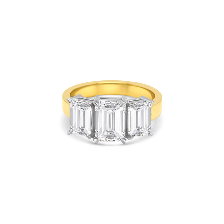 Emerald Cut Trilogy Diamond Ring