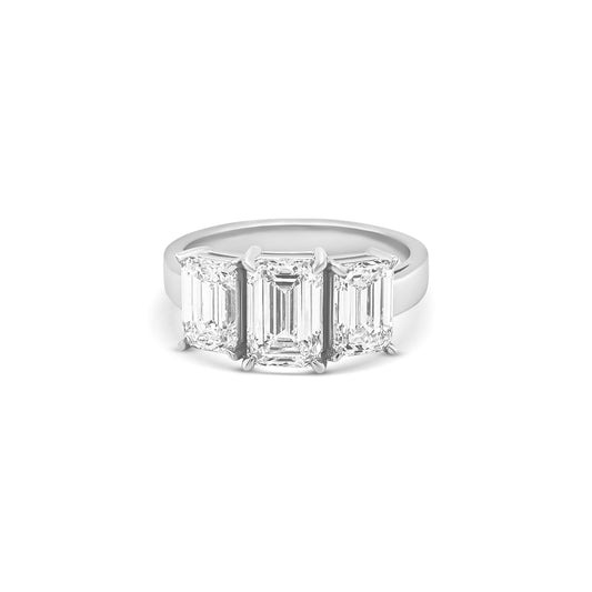 Emerald Cut Trilogy Diamond Ring