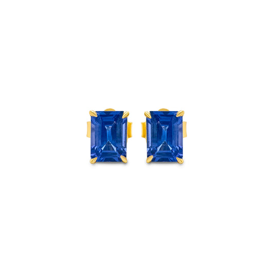 Emerald Cut Tanzanite Stud Earrings