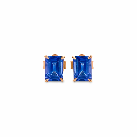 Emerald Cut Tanzanite Stud Earrings