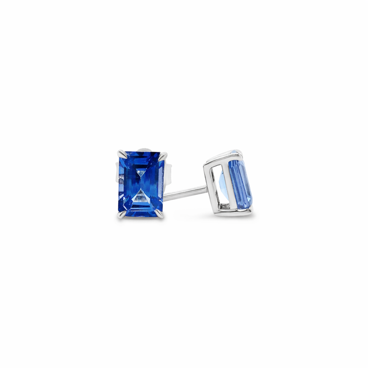 Emerald Cut Tanzanite Stud Earrings