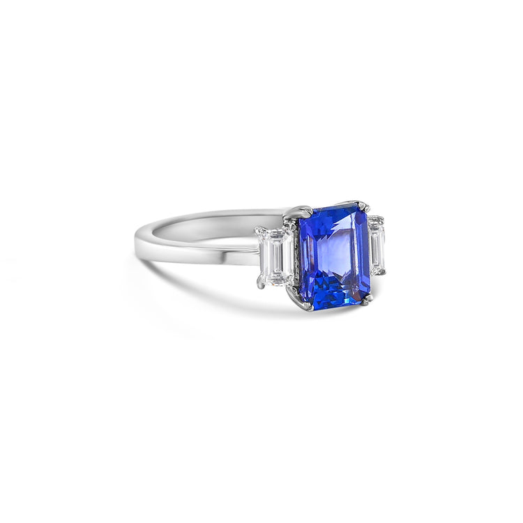 Baguette Cut Tanzanite & Diamond Ring