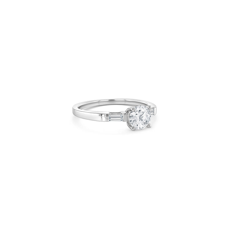 Round Brilliant & Baguette Cut Trilogy Diamond Ring