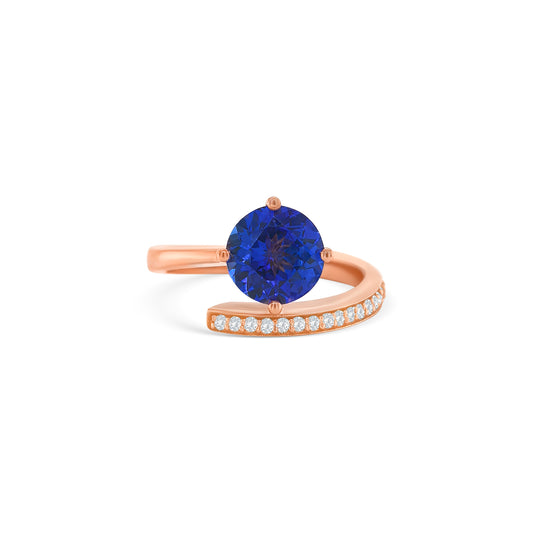 Round Cut Tanzanite & Diamond Ring