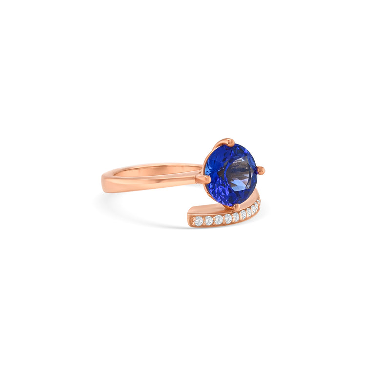Round Cut Tanzanite & Diamond Ring