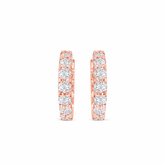Round Brilliant Cut Diamond Huggy Earrings