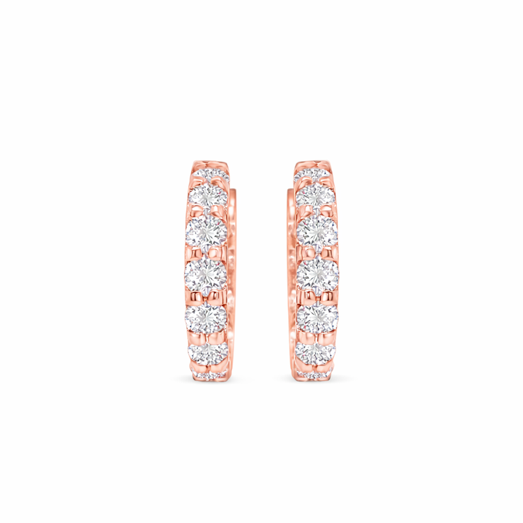 Round Brilliant Cut Diamond Huggy Earrings