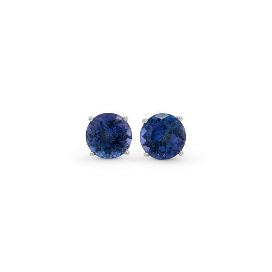 Round Cut Tanzanite Stud Earrings