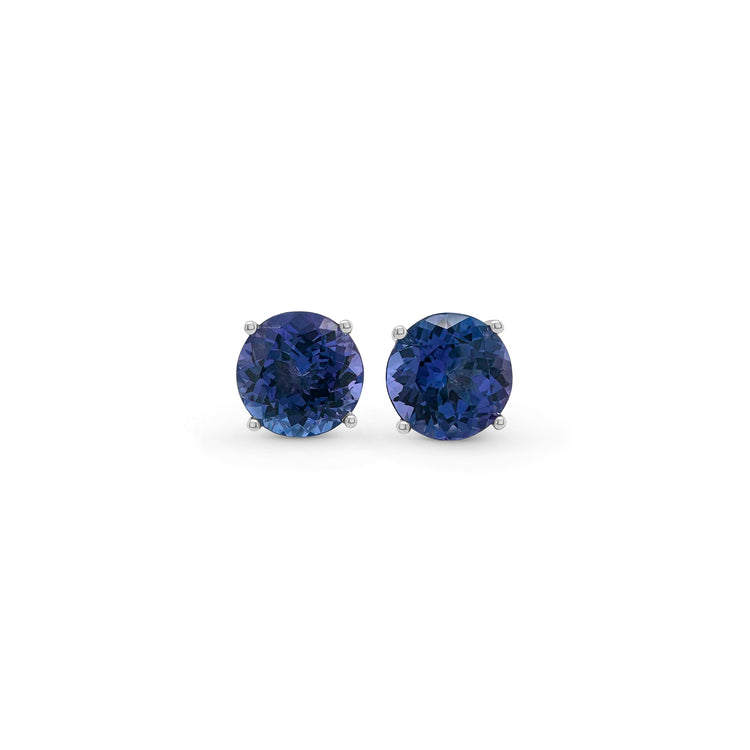 Round Cut Tanzanite Stud Earrings