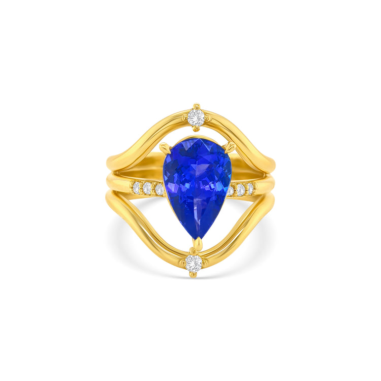 Pear Shape Tanzanite & Diamond Ring