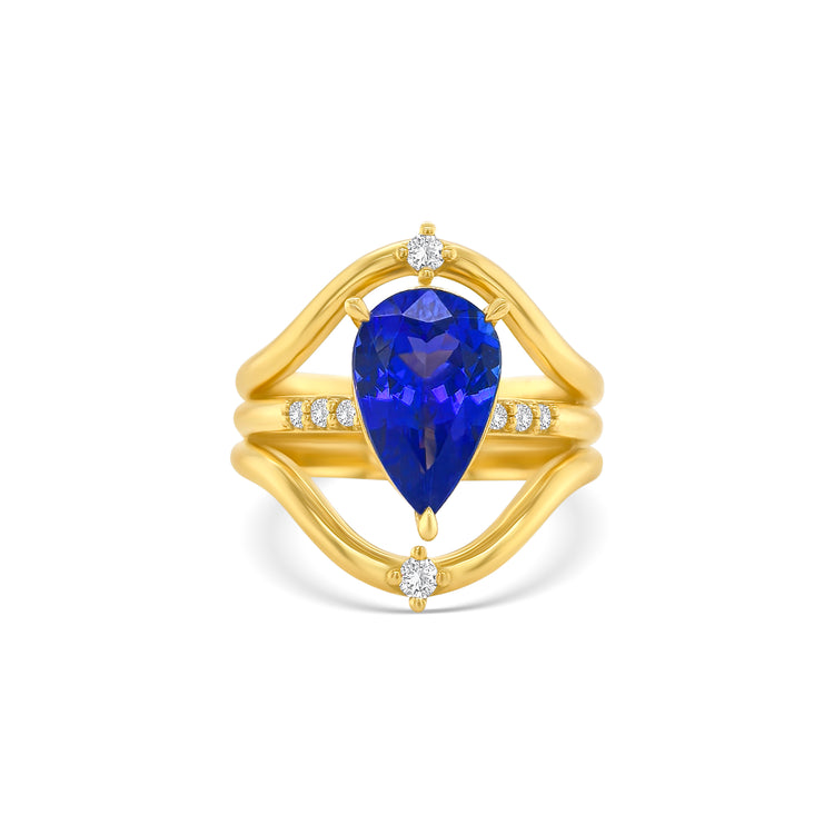 Pear Shape Tanzanite & Diamond Ring