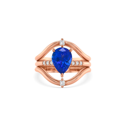 Pear Shape Tanzanite & Round Brilliant Diamond Ring