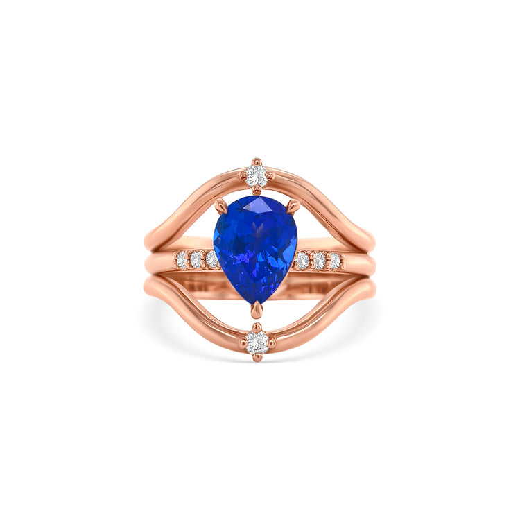 Pear Shape Tanzanite & Round Brilliant Diamond Ring