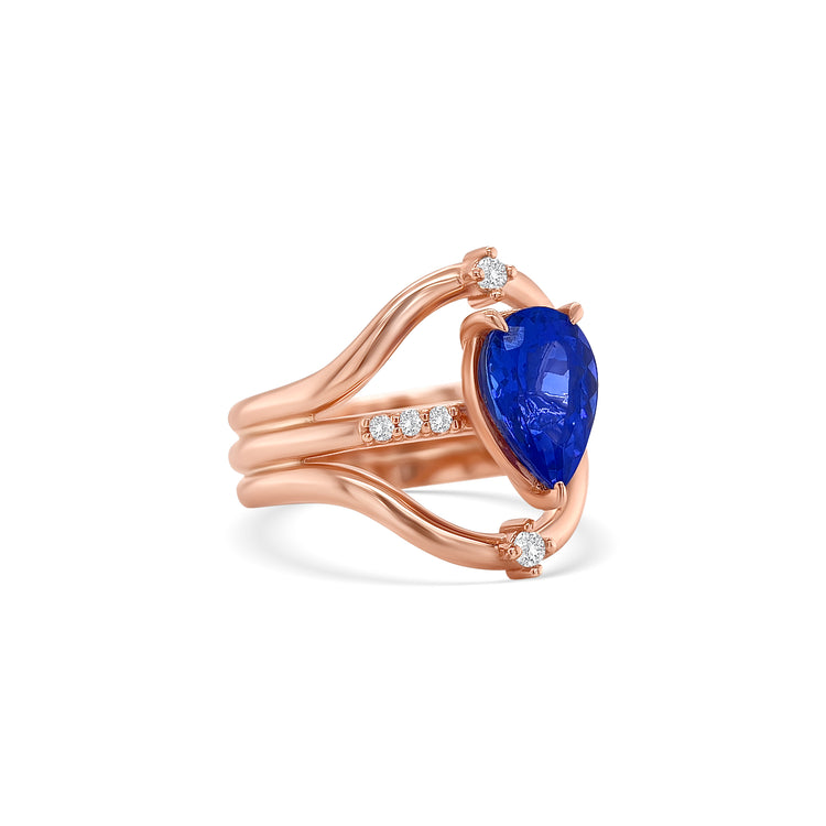 Pear Shape Tanzanite & Diamond Ring