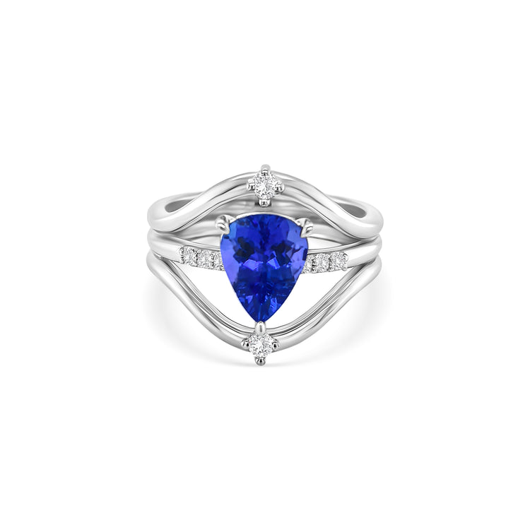Pear Shape Tanzanite & Diamond Ring