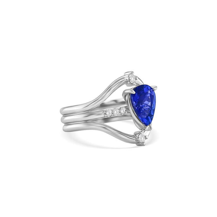 Pear Shape Tanzanite & Diamond Ring