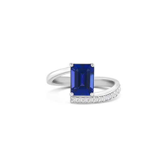 Emerald Cut Tanzanite & Diamond Ring