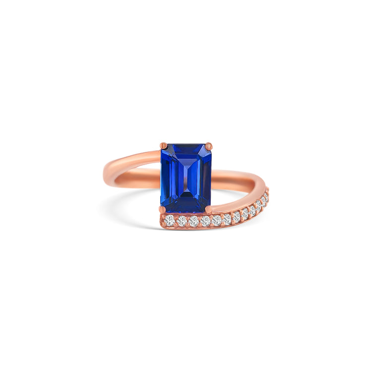 Emerald Cut Tanzanite & Diamond Ring