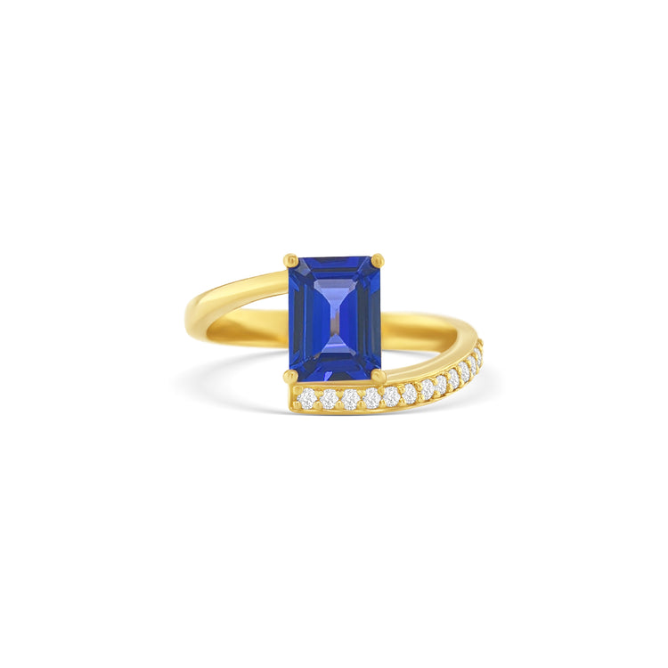 Emerald Cut Tanzanite & Diamond Ring