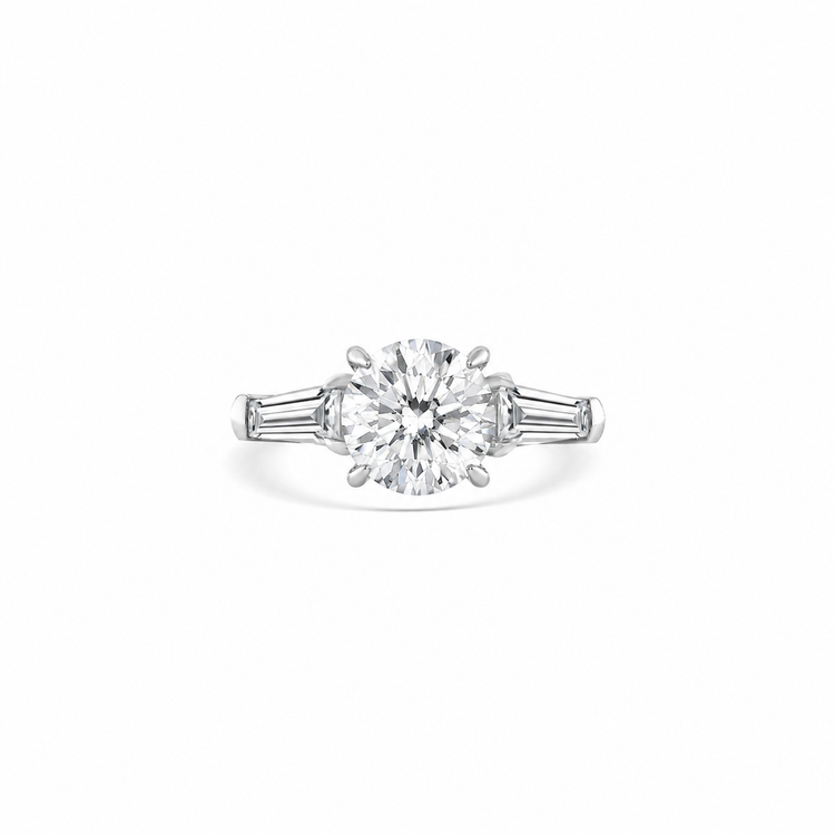 Round Brilliant Tapered Baguette Diamond Ring