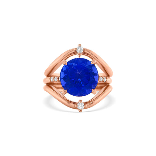 Round Cut Tanzanite & Diamond Ring