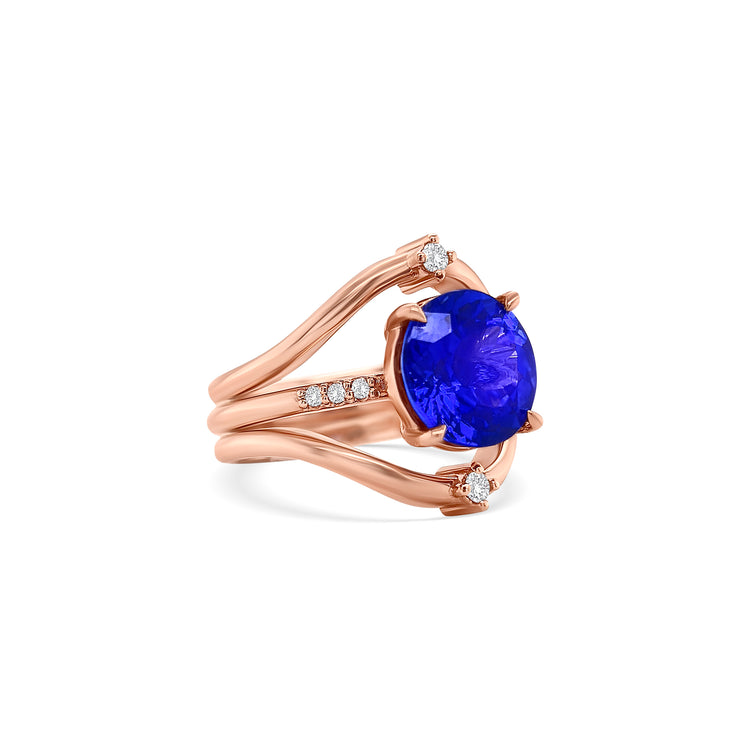Round Cut Tanzanite & Diamond Ring