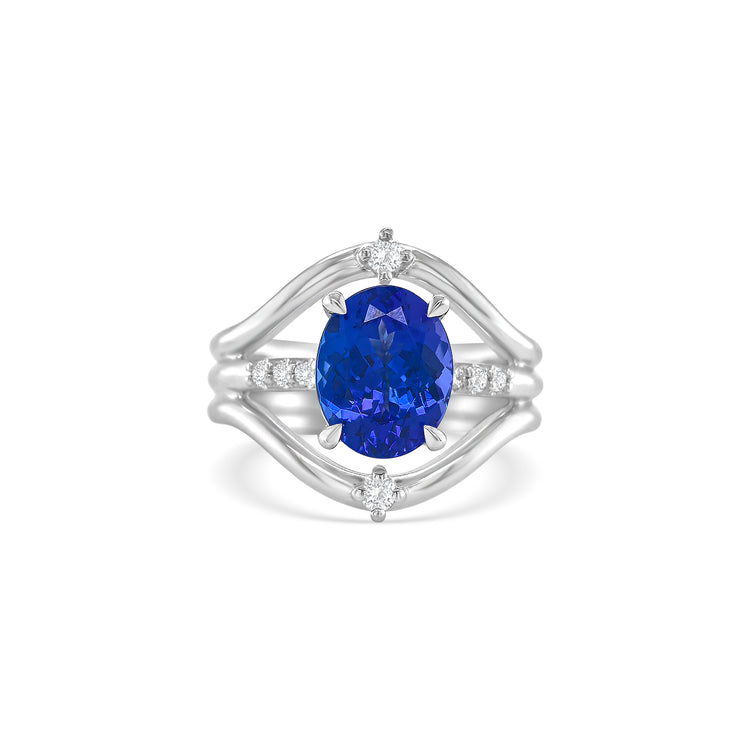 Oval Cut Tanzanite & Diamond Ring