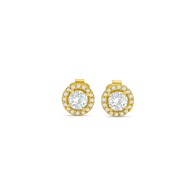 Round Brilliant Cut Halo Diamond Stud Earrings