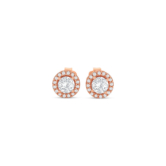 Round Brilliant Cut Halo Diamond Stud Earrings
