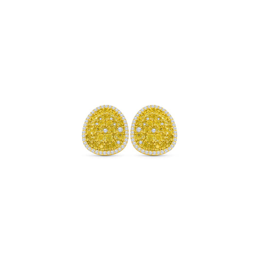 Fancy Intense Yellow Cushion Cut Diamond Stud Earrings