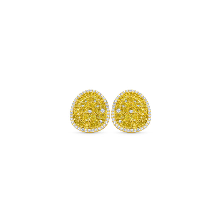 Fancy Intense Yellow Cushion Cut Diamond Stud Earrings