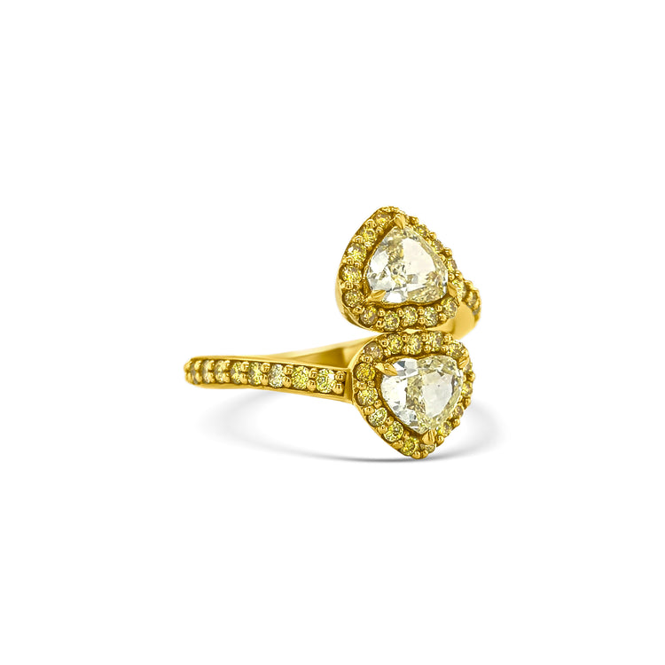 Double Heart Fancy Yellow Diamond Ring