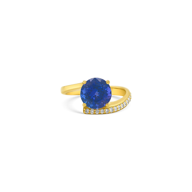 Round Tanzanite & Diamond Halo Ring