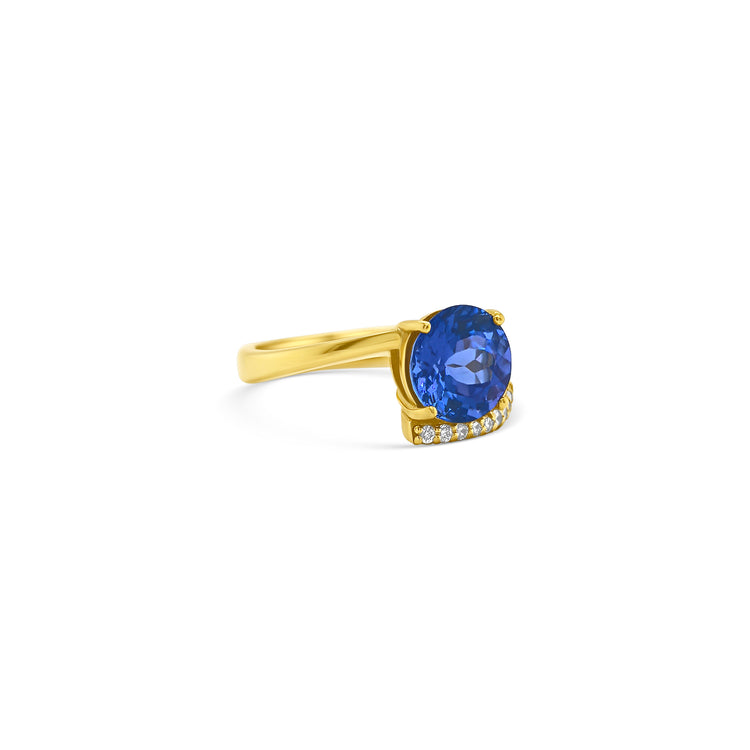 Round Tanzanite & Diamond Halo Ring