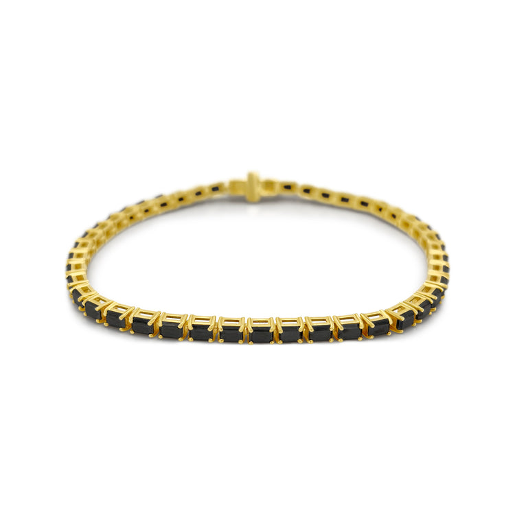 Emerald Cut Black Diamond Tennis Bracelet